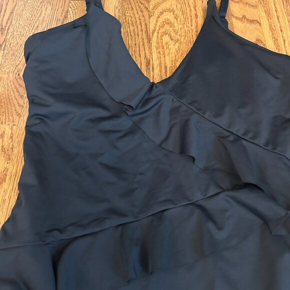 Tribal Sport One Piece Swimsuit Black with Ruffles Women's Size Small - Picture 2 of 4